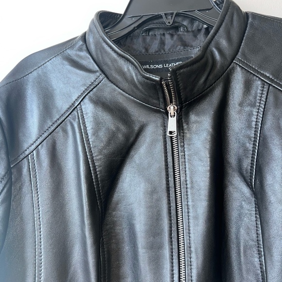 Wilsons Leather Black Motorcycle Jacket with Stand-Up Collar - Picture 5 of 8